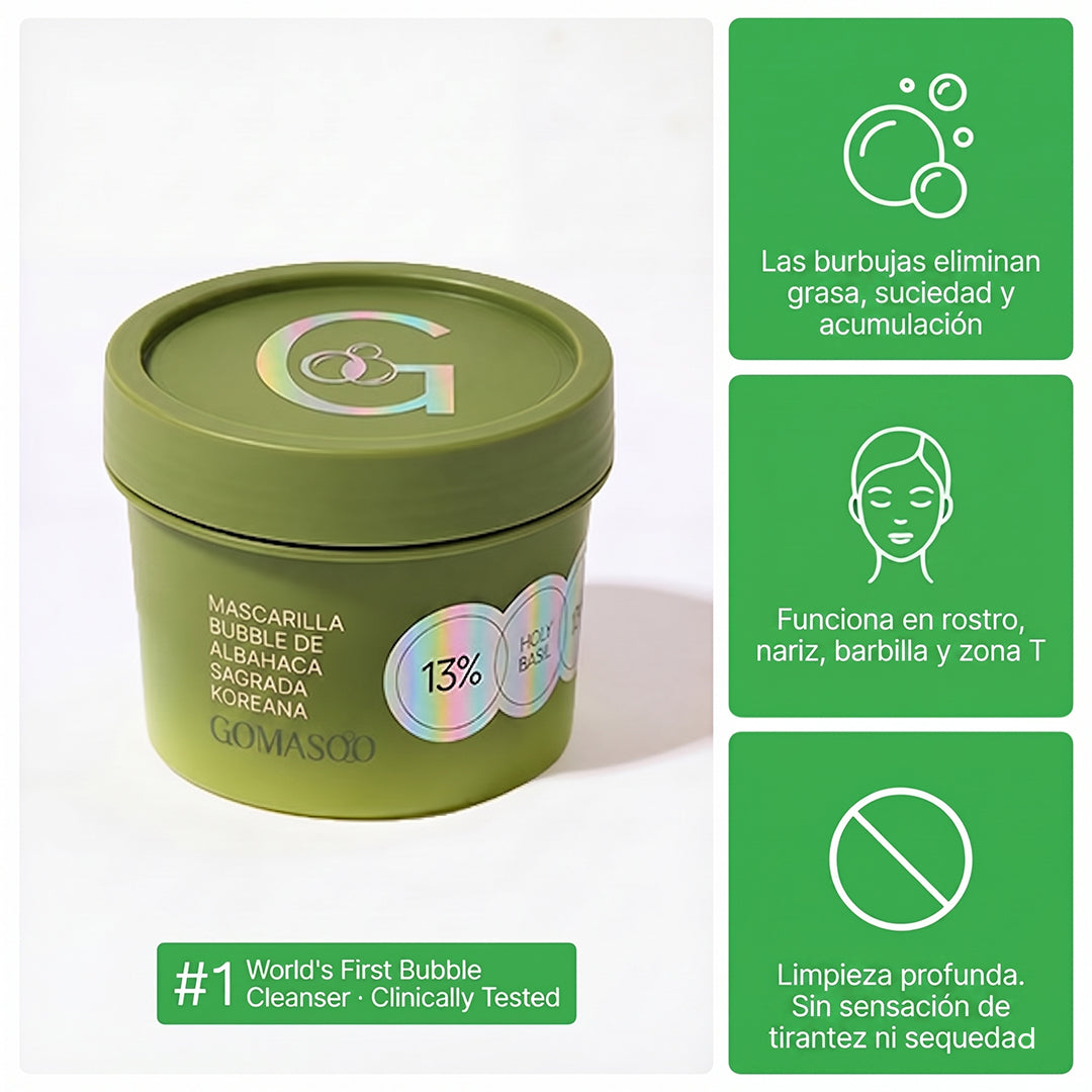 Mascarilla Coreana de Albahaca Sagrada (Efecto Bubble)
